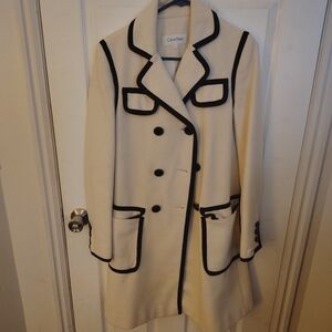 Calvin Cline Off-white Peacoat With Black Accents Size 6